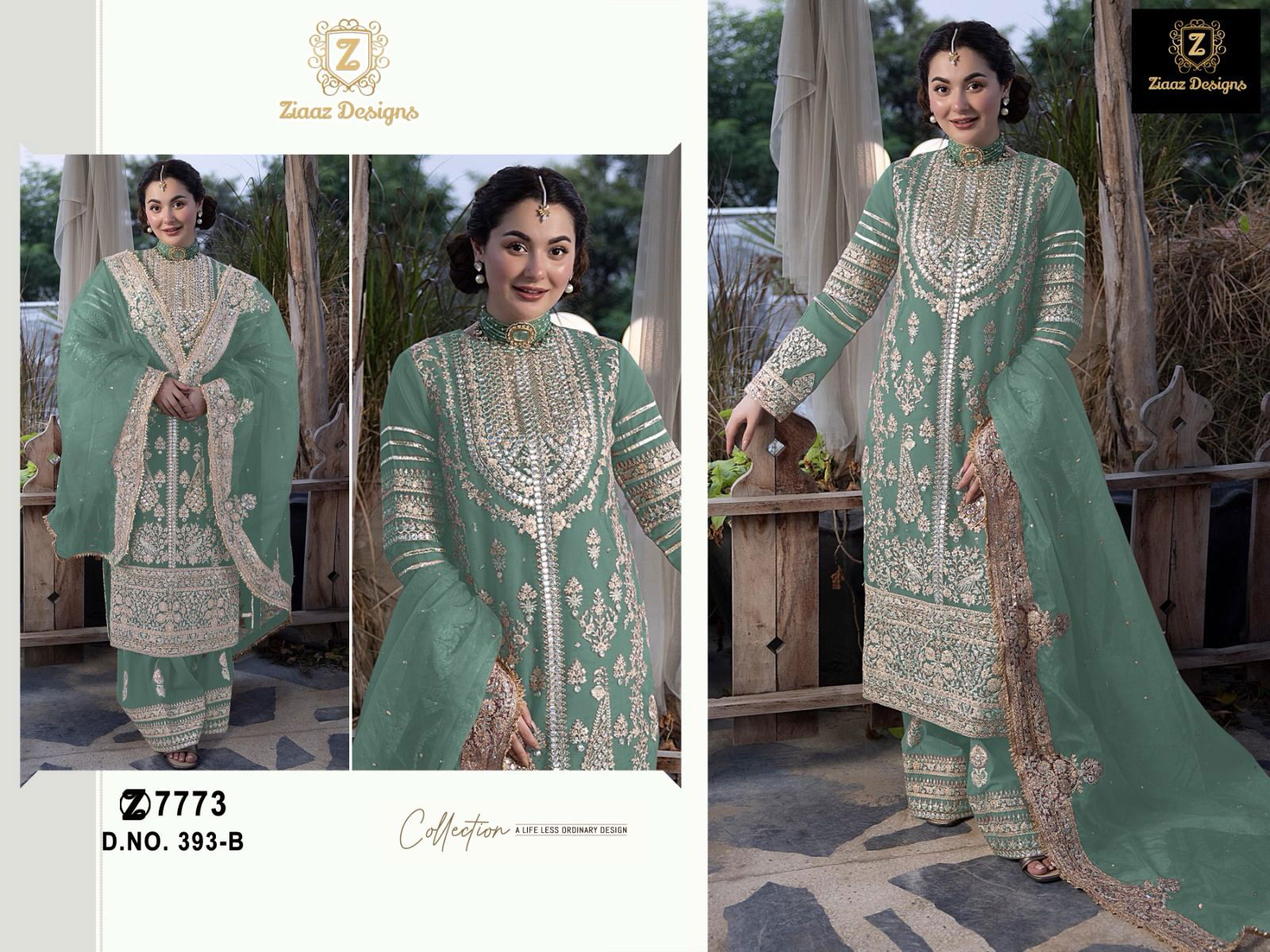 393 A To D By Ziaaz Designs Semi Stitched Pakistani Suits Suppliers in India
